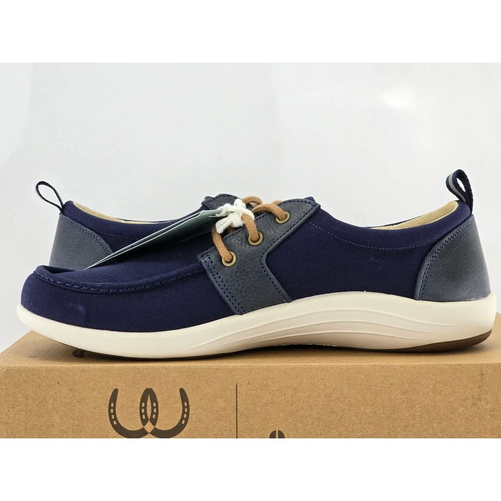 Revitalign Brewster Boat Shoes Men 10.5D Peacoat Blue Canvas Orthotic -New
